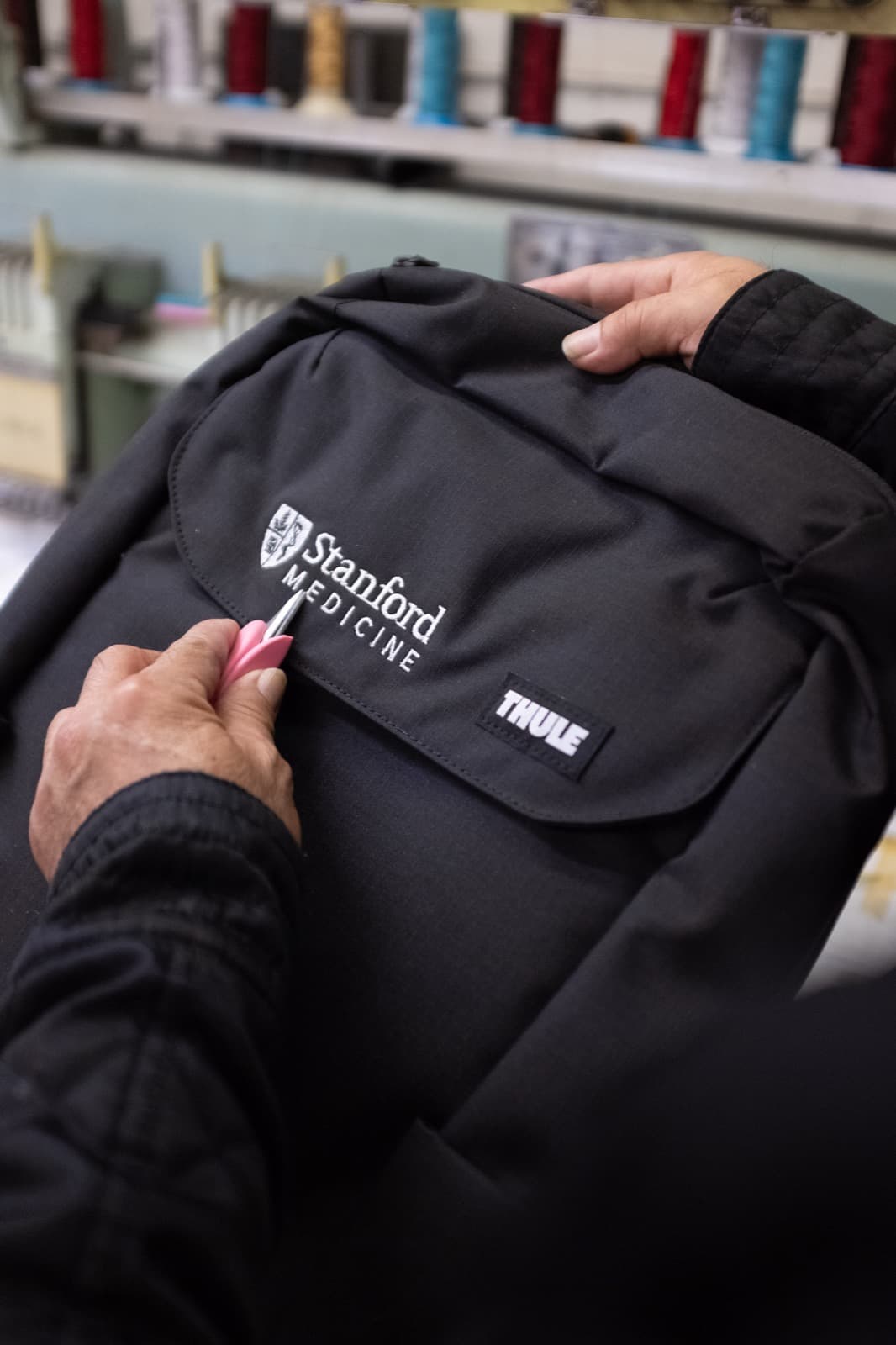Stanford Medicine backpacks with embroidered branding