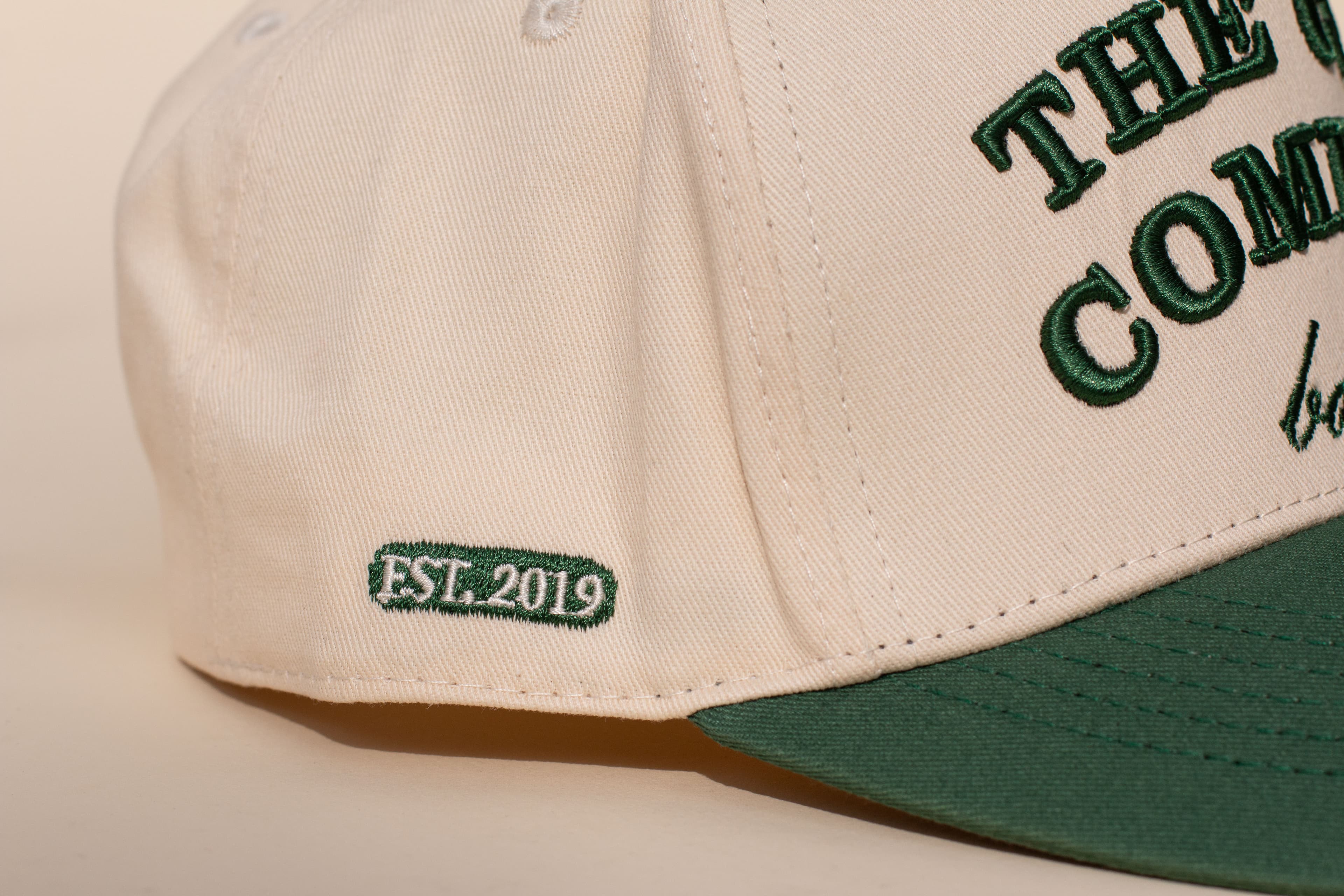 Side embroidery detail on a premium hat