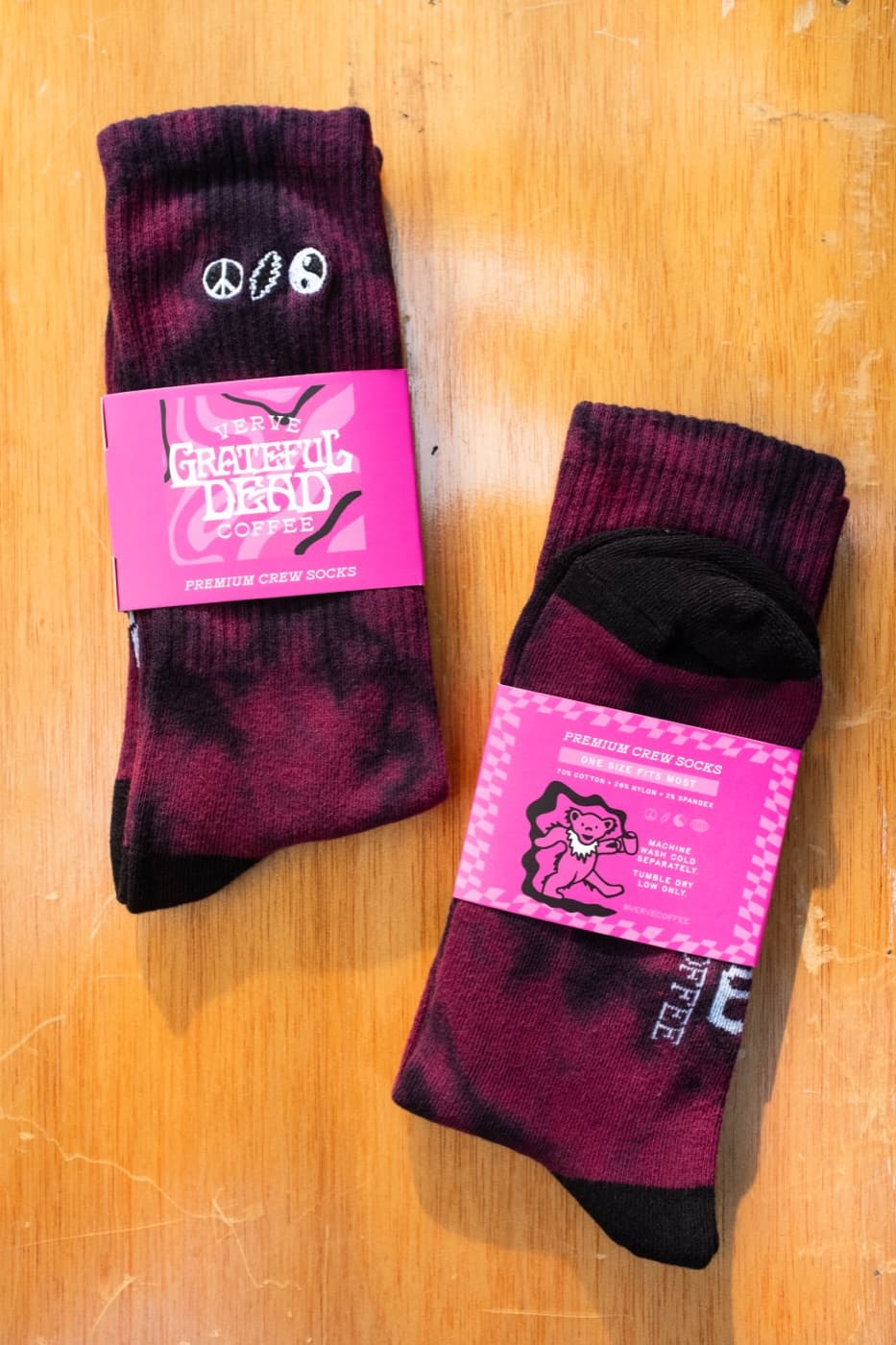 Branded socks shown in packaging for a gift-ready presentation