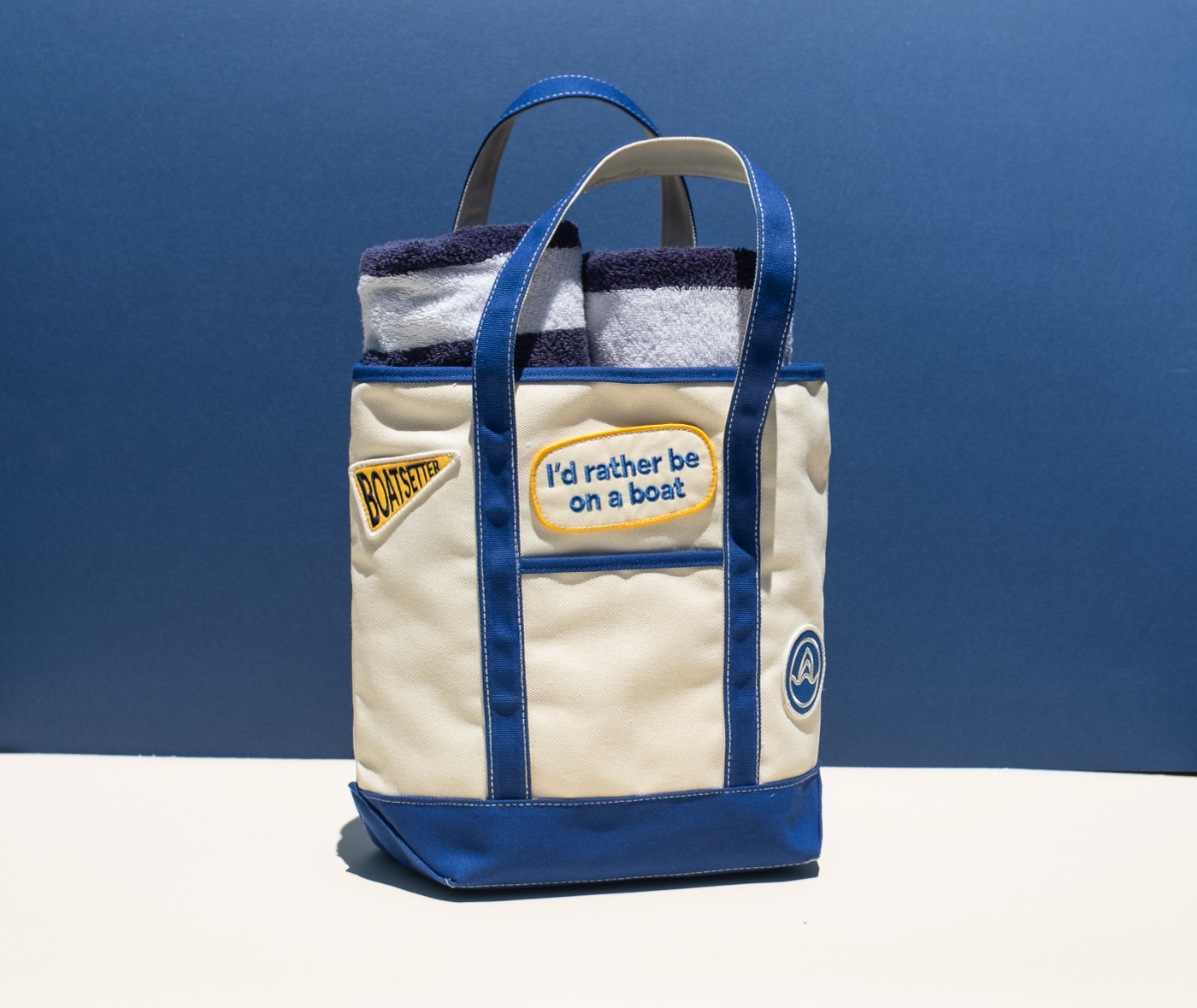 Boatsetter canvas tote photographed as a practical branded bag