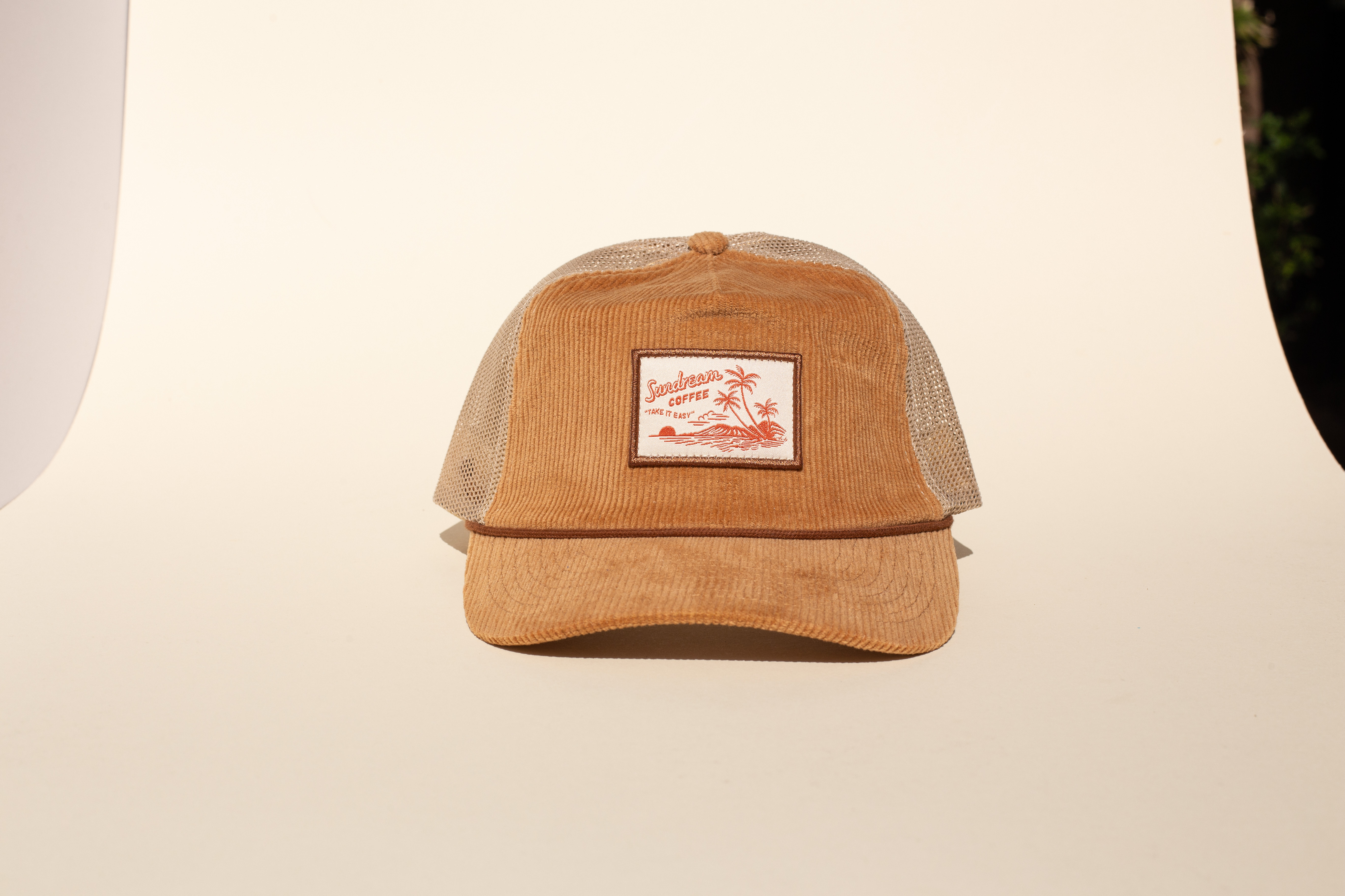 Custom hat with a woven patch decoration